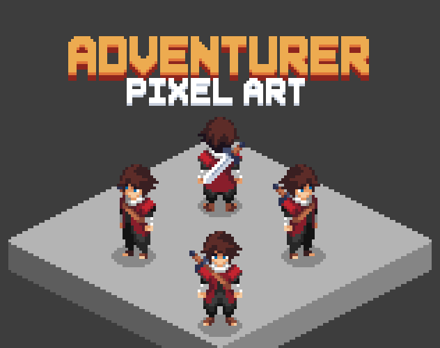 Sprites em pixel art do protagonista, prévia de desenvolvimento
